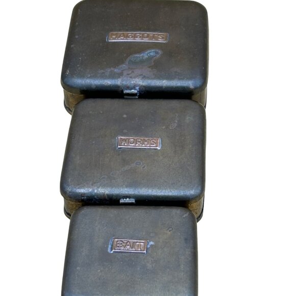 Brass Bait Boxes Worms Maggots Gorpcore Brass Antique trinket hinged nestle - Picture 3 of 13